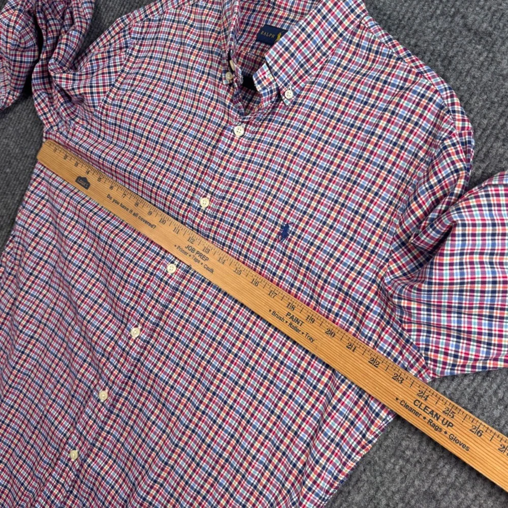 Ralph Lauren Button Down Shirt Mens Large Multi Color Plaid Long Sleeve Preppy‎